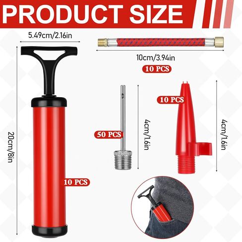 10 Pcs Portable Air Pump Ball Pump for Sports with Needles Nozzles Flexible Extension Hose Air Balls Pumps Bulk for Soccer Basketball Football Volleyball in Saudi Arabia