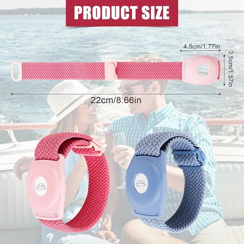 2pcs Holder for Princess Cruise Medallion, Adjustable Braided Bracelet Comfortable Wristband Men Women Compatible with Princess Medallion Holder Accessories (Blue, Pink) in Saudi Arabia