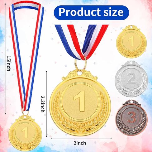 15Pcs Medals for Awards, Gold, Silver and Bronze Medals, 1st, 2nd, 3rd Award Medal for Competitions, Party, Sports Events and Celebration Souvenir in Kuwait