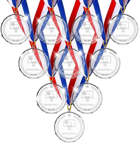 10 Pcs Crystal Basketball Award Medals Bulk 2 Inch Basketball Medals for Awards Team Participation Trophy with Neck Ribbons for Team Gift Sports Party Games Favors Award Prize Supply in Saudi Arabia