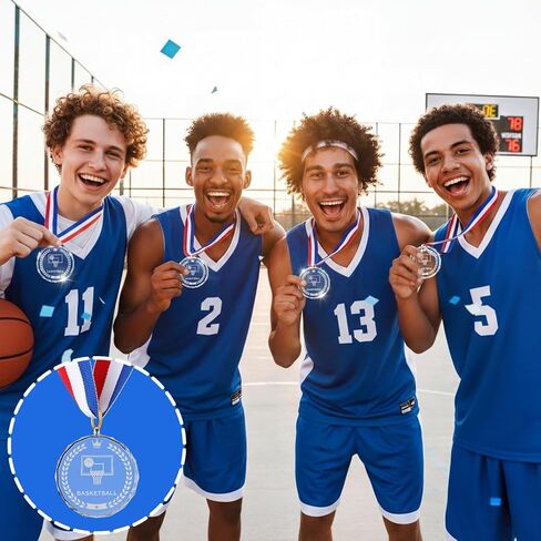 10 Pcs Crystal Basketball Award Medals Bulk 2 Inch Basketball Medals for Awards Team Participation Trophy with Neck Ribbons for Team Gift Sports Party Games Favors Award Prize Supply in Saudi Arabia