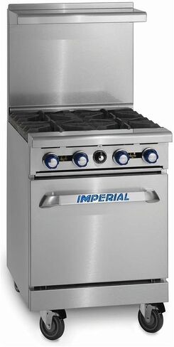 Imperial IR-4 Natural Gas Restaurant Range 24"W with (4) Open Burners & Space Saver Oven (155,000 BTU) in Saudi Arabia