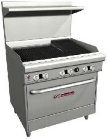 Southbend 4361D-2CL نطاق غاز للمطاعم مقاس 36 بوصة مع شعلتين غير مسدودتين وشواية يسرى مقاس 24 بوصة وفرن قياسي in Kuwait