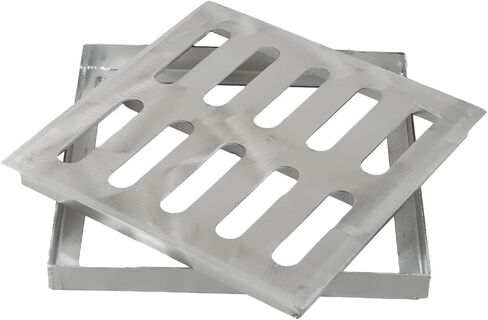 Stainless Steel Drain Grate, Outdoor Drainage Cover, Grate Rainwater Floor Drain with Frame, Slip-Resistant Double-Row Design, for Outdoor Areas Various Settings, Show, 150 * 150 * 20 * 2mm in Kuwait