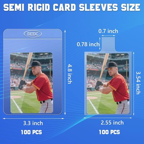 Dedc 200pcs Card Sleeves -100 حامل بطاقة شبه جامدة و 100 من الأكمام المتبعة ، مستلزمات شحن بطاقة التداول المثالية in Kuwait