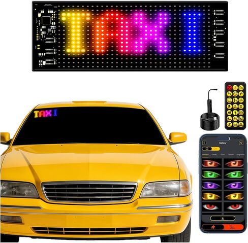 Programmable LED Sign for Car -14''x4'' Flexible USB 5V Digital Sign [Upgraded 20x64 LED beads], APP Control Scrolling LED Display with Pre-made Animations, DIY Graffiti for Store Car Bar in Kuwait