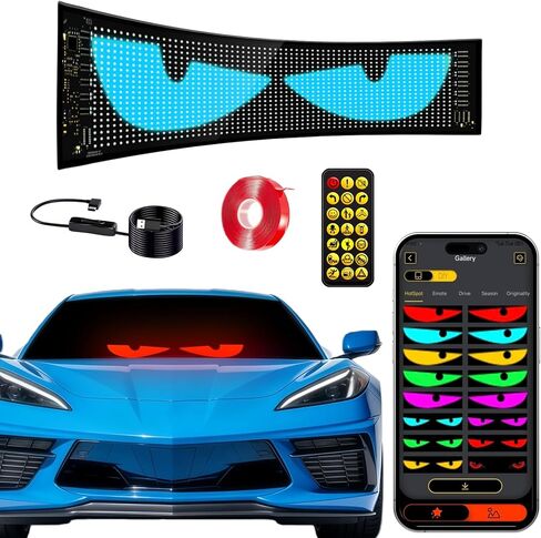 لافتة LED قابلة للبرمجة للسيارة - لافتة رقمية USB 5 فولت مرنة مقاس 14 بوصة × 4 بوصة [خرزات LED مطورة 20 × 64]، شاشة LED قابلة للتمرير للتحكم في التطبيق مع رسوم متحركة مسبقة الصنع، جرافيتي DIY لشريط السيارة في المتجر in Kuwait