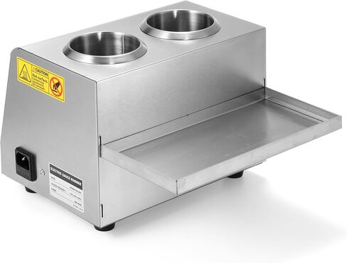 Dyna-Living Electric Sauce Warmer Dispenser with Removable Storage Rack, Commercial Nacho Cheese Warmer with Independent Temp Control Hot Fudge Warmer for Caramel Chocolate w/ 650ml Squeeze Bottle*2 in Kuwait