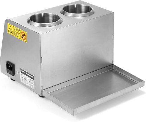 Dyna-Living Electric Sauce Warmer Dispenser with Removable Storage Rack, Commercial Nacho Cheese Warmer with Independent Temp Control Hot Fudge Warmer for Caramel Chocolate w/ 650ml Squeeze Bottle*2 in Kuwait
