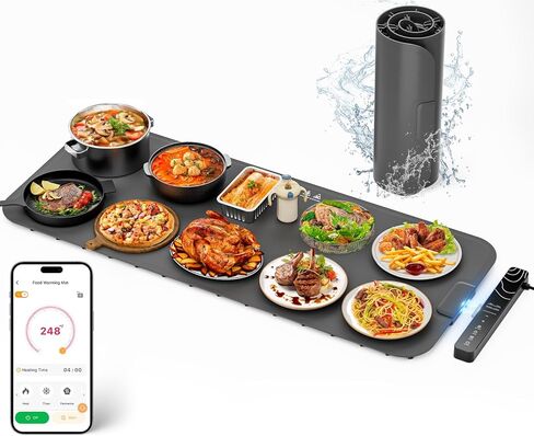 𝗡𝗲𝘄𝗲𝘀𝘁 Warming Mat for Food XXL 37"x15" Food Warming Mat 10s Fast Heating Pad with APP Control Electric Warming Tray for Parties Buffet 99h Timer Portable Countertop Food Warmer Christmas Gift in Saudi Arabia