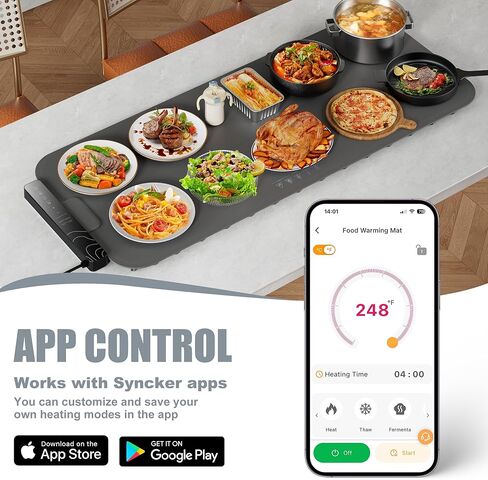 𝗡𝗲𝘄𝗲𝘀𝘁 Warming Mat for Food XXL 37"x15" Food Warming Mat 10s Fast Heating Pad with APP Control Electric Warming Tray for Parties Buffet 99h Timer Portable Countertop Food Warmer Christmas Gift in Saudi Arabia