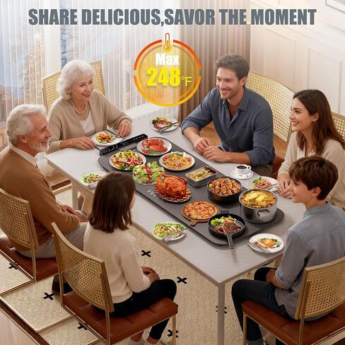 𝗡𝗲𝘄𝗲𝘀𝘁 Warming Mat for Food XXL 37"x15" Food Warming Mat 10s Fast Heating Pad with APP Control Electric Warming Tray for Parties Buffet 99h Timer Portable Countertop Food Warmer Christmas Gift in Saudi Arabia