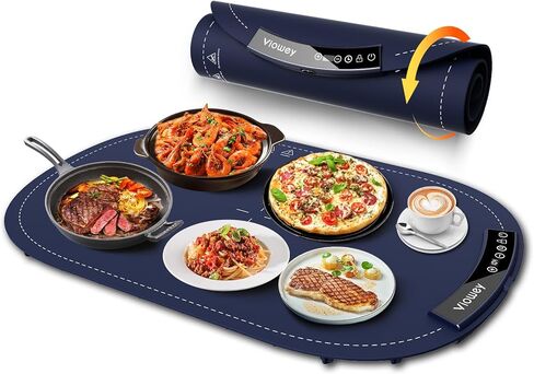 Warming Mat for Food, Food Warming Mat, Electric Warming Tray with 7 Temperature Settings and 4 Hours Timer, Heating Fastly in 10s, Portable Food Warmers for Buffets Party, Family Gatherings (Blue) in Kuwait