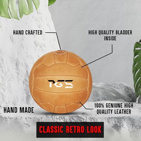 PGS Vintage Soccer Ball Antique Leather Football Size 5, Light Brown in Kuwait