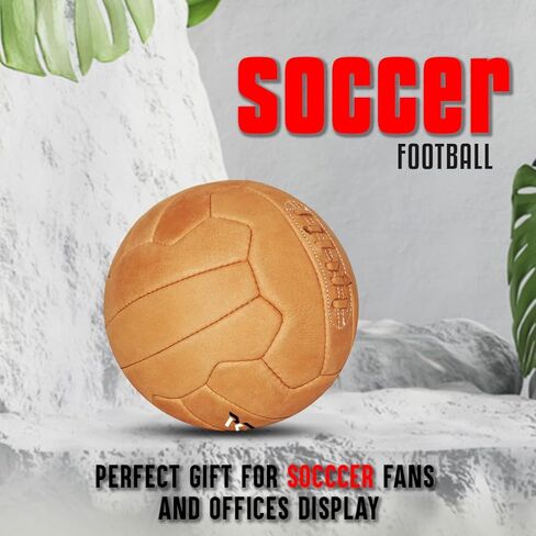 PGS Vintage Soccer Ball Antique Leather Football Size 5, Light Brown in Kuwait