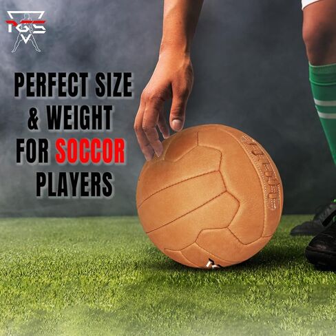 PGS Vintage Soccer Ball Antique Leather Football Size 5, Light Brown in Kuwait