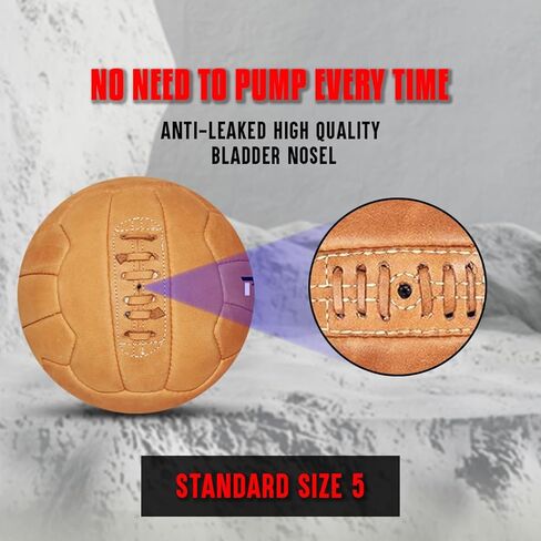 PGS Vintage Soccer Ball Antique Leather Football Size 5, Light Brown in Kuwait