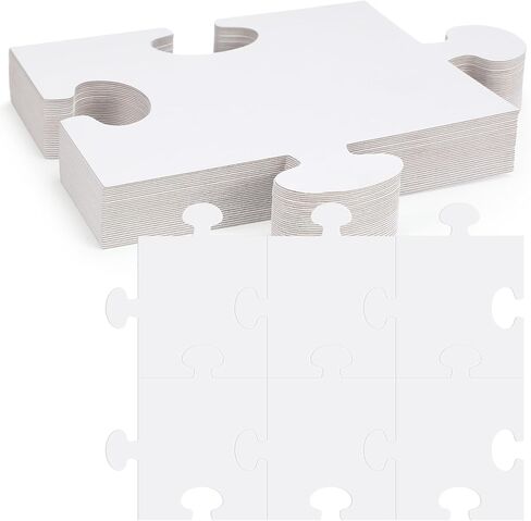 30 Pcs Large White Blank Cardboard Puzzles to Draw on Make Your Own Jigsaw Puzzle Pieces Giant Double Puzzle Blank White Papers for Kids Adult DIY Arts and Crafts Projects (8 x 9 Inch) in Saudi Arabia