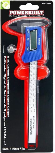 فرجار رقمي مركب من ألياف الكربون مقاس 6 إلى 7.9 بوصات من Powerbuilt، وقياسات دقيقة، وشاشة LCD سهلة القراءة، والهندسة، وأعمال النجارة، وأشغال المعادن - أزرق 647740M in Saudi Arabia