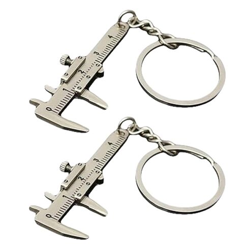 2Pcs Silver Fashion Mini Vernier Caliper Keychain Zinc Alloy 3D Movable Precision Miniature Pocket Vernier Caliper Keyring, Car Keychain, Calipers, Vernier Calipers in Saudi Arabia