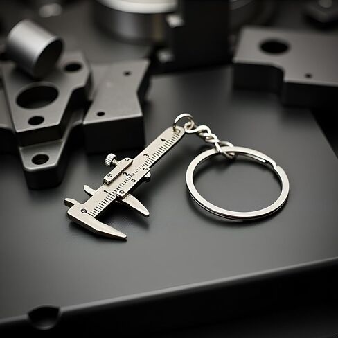 2Pcs Silver Fashion Mini Vernier Caliper Keychain Zinc Alloy 3D Movable Precision Miniature Pocket Vernier Caliper Keyring, Car Keychain, Calipers, Vernier Calipers in Saudi Arabia