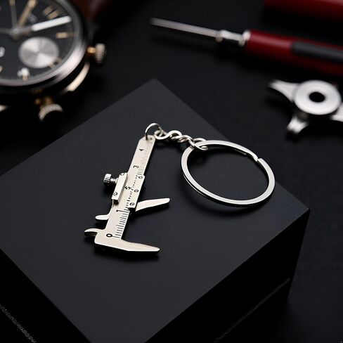 2Pcs Silver Fashion Mini Vernier Caliper Keychain Zinc Alloy 3D Movable Precision Miniature Pocket Vernier Caliper Keyring, Car Keychain, Calipers, Vernier Calipers in Saudi Arabia