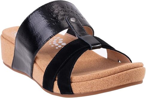 صندل نسائي من REVITALIGN Andover Wedge Slide، أسمر ضارب للصفرة، 12 عرض in Kuwait
