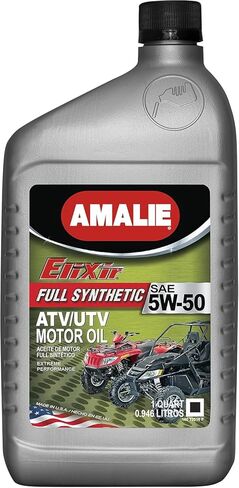 AMALIE Elixir 5W-50 Full Synthetic ATV & UTV Engine Oil (160-72516-56) 1 Quart Bottle, Pack of 12 | Made in USA in Saudi Arabia