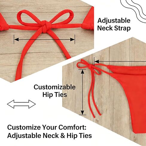 Red Triangle Bikini Set for Women Tie Side Two Piece Swimsuit Padded Bathing Suit Beach Vacation Wear Size X Large (Pack of 1) in Saudi Arabia