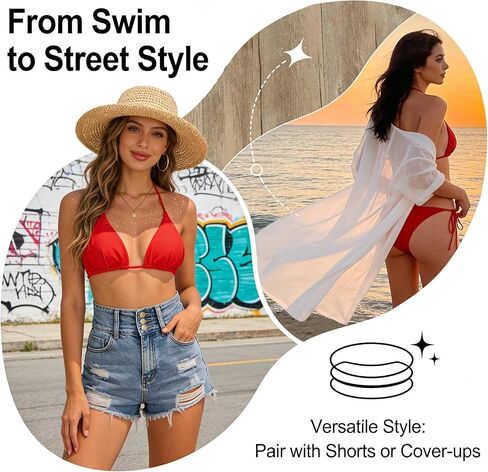 Red Triangle Bikini Set for Women Tie Side Two Piece Swimsuit Padded Bathing Suit Beach Vacation Wear Size X Large (Pack of 1) in Saudi Arabia