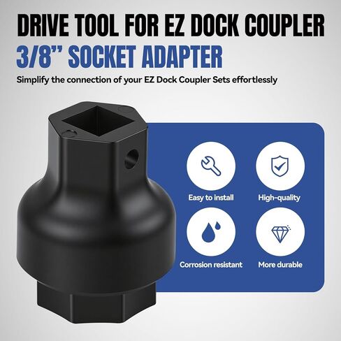 أداة القيادة - مقبس متوافق مع وصلات EZ Dock، تعمل مع سقاطة محرك مقاس 3/8 بوصة، أو جورب مقاس 19 ملم أو 3/4 بوصة in Kuwait