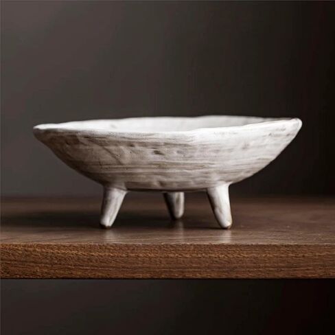 وعاء سيراميك وابي سابي، تصميم حامل ثلاثي مصنوع يدويًا مقاس 6.1 بوصة للوجبات الخفيفة والصلصات والتغميسات ووعاء تقديم مزخرف للمطبخ وطاولة الطعام وطاولة القهوة (أسود) in Kuwait