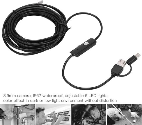BAFOVY AN100 3.9mm Endoscope, High Definition Inspection Camera with 6 Adjustable LED Lights, IP67, for Car Engine Maintenance Pipe Inspection (Hardwired 2m) in Saudi Arabia