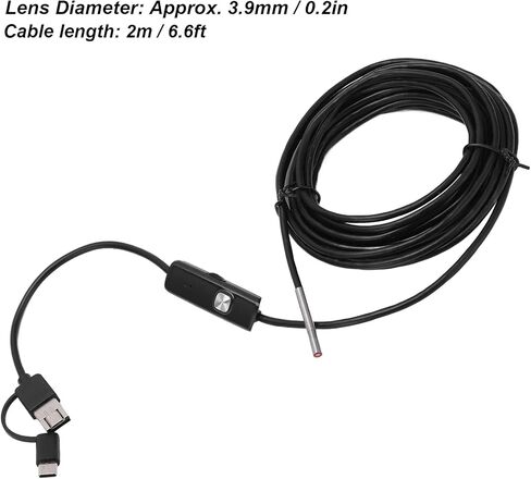 BAFOVY AN100 3.9mm Endoscope, High Definition Inspection Camera with 6 Adjustable LED Lights, IP67, for Car Engine Maintenance Pipe Inspection (Hardwired 2m) in Saudi Arabia