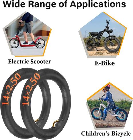 2-Pcs Heavy-Duty 14x2.50 Inner Tube with 2 Steel Tire Levers 14 Inch E-bikeTubes, with Schrader Valve Stem for Replacement Electric Scooters in Saudi Arabia