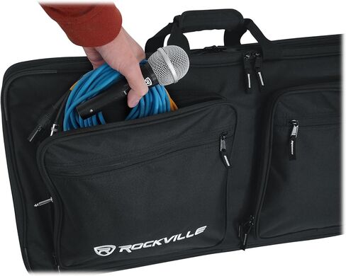 حقيبة ظهر مبطنة لوحدة التحكم DJ من Rockville DC27، تناسب وحدات تحكم مقاس 27 بوصة، هيكل مقاوم للماء، فواصل إسفنجية قابلة للتعديل، مقصورات متعددة، لمنسقي الأغاني ومنتجي الهواتف المحمولة in Kuwait