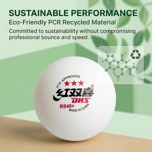 DHS Sports RS40 3 Star Table Tennis Ball - PCR Recycled Material, Elite Training Ball, ITTF Approved, Seamed 40mm+ Ball, 10 Balls Pack in Saudi Arabia