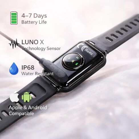 جهاز تعقب اللياقة البدنية LUNO Active X1، ساعة ذكية AMOLED مع أكسجين الدم، مراقب النوم، معدل ضربات القلب وضغط الدم على مدار الساعة طوال أيام الأسبوع، جهاز تعقب النشاط الصحي المقاوم للماء IP68 مع عداد خطوات السعرات الحرارية للنساء والرجال in Kuwait