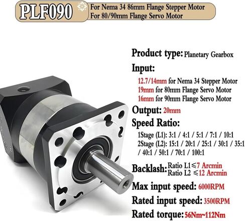 1pca Nema23 Planetary Reducer 6.35/8/14mm input 14mm Output Ratio 5:1 10:1 for 60mm 400W Servo Motor Reducetion Gearbox(PLF160 35mm Input,Ratio 3 to 1) in Saudi Arabia
