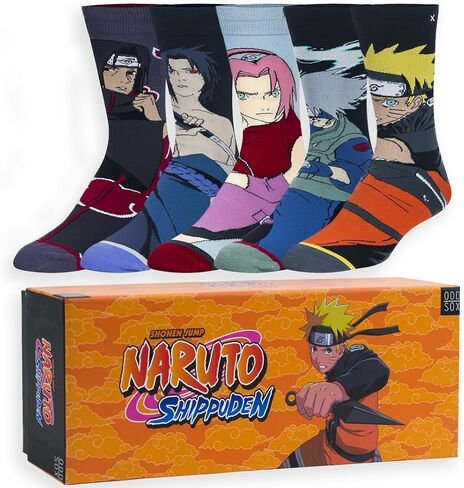 مجموعة هدايا Odd Sox–Men’s Crew Sock Gift Box - 5 جوارب ملونة ومريحة ومميزة - رائعة لمحبي الحبوب والرسوم المتحركة in Saudi Arabia