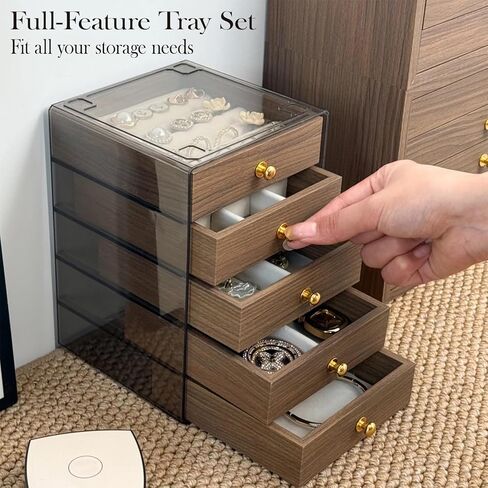 360-Degree Rotating Jewelry Organizer 3-Layer Acrylic Storage Box with Handle Clear Display Case for Jewelry Accessories Storage Box for Rings Earrings Necklace & Lipstick in Saudi Arabia