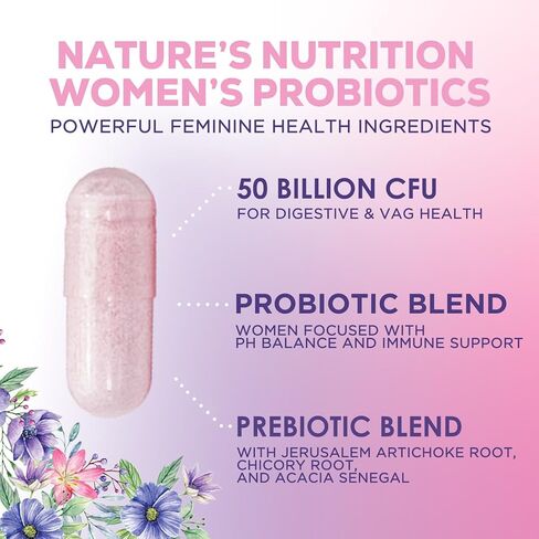 Probiotics for Women - 50 Billion CFU Per Serving - 16 Feminine Health Vag Strains - Prebiotic for Vaginal PH Balance, Urinary UT Health, Women's Probiotic - Shelf Stable - USA Bottled - 60 Capsules in Saudi Arabia