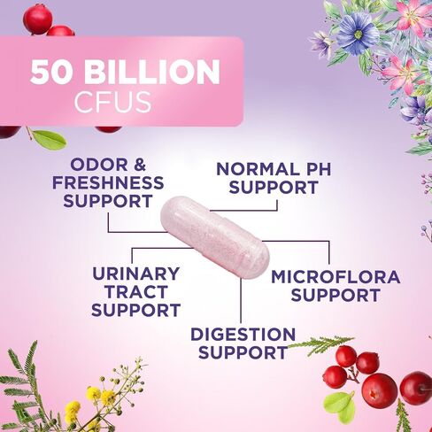 Probiotics for Women - 50 Billion CFU Per Serving - 16 Feminine Health Vag Strains - Prebiotic for Vaginal PH Balance, Urinary UT Health, Women's Probiotic - Shelf Stable - USA Bottled - 60 Capsules in Saudi Arabia