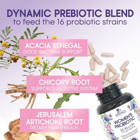 Probiotics for Women - 50 Billion CFU Per Serving - 16 Feminine Health Vag Strains - Prebiotic for Vaginal PH Balance, Urinary UT Health, Women's Probiotic - Shelf Stable - USA Bottled - 60 Capsules in Saudi Arabia