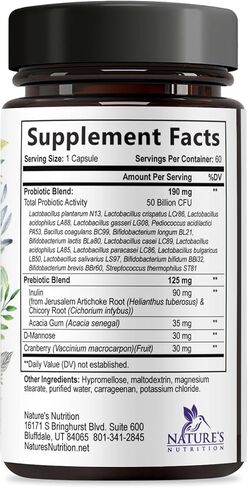 Probiotics for Women - 50 Billion CFU Per Serving - 16 Feminine Health Vag Strains - Prebiotic for Vaginal PH Balance, Urinary UT Health, Women's Probiotic - Shelf Stable - USA Bottled - 60 Capsules in Saudi Arabia