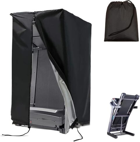 غطاء جهاز المشي مقاوم للماء للاستخدام في الهواء الطلق، مقاس 46 × 38 × 66 بوصة، معدات قابلة للطي لتمارين اللياقة البدنية والمنزل واقي من الشمس وأغطية تخزين متعددة الوظائف (أسود، 46 × 38 × 66 بوصة) in Kuwait