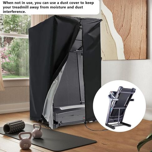 غطاء جهاز المشي مقاوم للماء للاستخدام في الهواء الطلق، مقاس 46 × 38 × 66 بوصة، معدات قابلة للطي لتمارين اللياقة البدنية والمنزل واقي من الشمس وأغطية تخزين متعددة الوظائف (أسود، 46 × 38 × 66 بوصة) in Kuwait