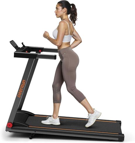 جهاز مشي DeerRun قابل للطي للمنزل مع انحدار يدوي بنسبة 5% ومقود، 0.6-7.5 ميل في الساعة للمشي والجري، 3.0 حصان، سعة 300 رطل، تطبيق وجهاز تحكم عن بعد in Kuwait
