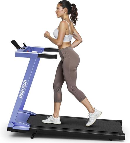 جهاز مشي DeerRun قابل للطي للمنزل مع انحدار يدوي بنسبة 5% ومقود، 0.6-7.5 ميل في الساعة للمشي والجري، 3.0 حصان، سعة 300 رطل، تطبيق وجهاز تحكم عن بعد in Kuwait