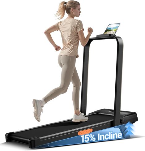 CURSOR FITNESS 15% Incline Walking Pad Treadmill with Handle Bar - 0.6-6.2MPH Quiet Foldable Treadmill for Home Office Under Desk 2.5HP Walking Pad with 300LBS Capacity in Kuwait